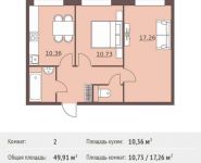 2-комнатная квартира площадью 49.91 кв.м,  | цена 4 017 755 руб. | www.metrprice.ru
