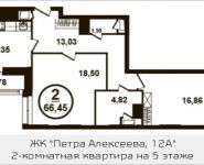 2-комнатная квартира площадью 66.4 кв.м, Петра Алексеева ул., 12АС1 | цена 10 720 529 руб. | www.metrprice.ru