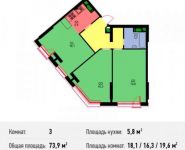 3-комнатная квартира площадью 73.9 кв.м, Авангардная улица, 4 | цена 7 537 800 руб. | www.metrprice.ru