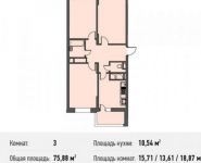 3-комнатная квартира площадью 75.9 кв.м в ЖК "Олимпийский", улица Фабрициуса, 22 | цена 4 757 676 руб. | www.metrprice.ru