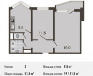 2-комнатная квартира площадью 51.3 кв.м, Авиаторов ул., 5К2 | цена 6 185 000 руб. | www.metrprice.ru