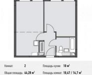 2-комнатная квартира площадью 44.3 кв.м, Донецкая ул., 30С1 | цена 5 873 129 руб. | www.metrprice.ru