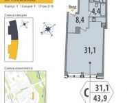 1-комнатная квартира площадью 43.9 кв.м в ЖК "SHIROKAYA", улица Крупской, 5 | цена 6 916 884 руб. | www.metrprice.ru