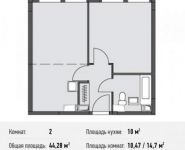 2-комнатная квартира площадью 44.3 кв.м, Чертановская улица, 36к1 | цена 6 511 906 руб. | www.metrprice.ru