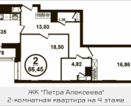 2-комнатная квартира площадью 66.45 кв.м, Петра Алексеева, 12а, корп.1 | цена 10 720 529 руб. | www.metrprice.ru