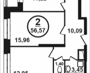 2-комнатная квартира площадью 56.57 кв.м, Петра Алексеева, 12а, корп.2 | цена 10 071 814 руб. | www.metrprice.ru