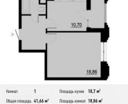 1-комнатная квартира площадью 41.7 кв.м, Берзарина ул, вл.28 | цена 7 541 294 руб. | www.metrprice.ru