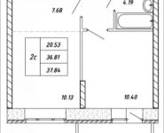 2-комнатная квартира площадью 37.84 кв.м, Омская, 15 | цена 4 124 560 руб. | www.metrprice.ru