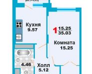 1-комнатная квартира площадью 35 кв.м, бульвар Строителей, 1 | цена 2 150 000 руб. | www.metrprice.ru