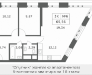 3-комнатная квартира площадью 65.56 кв.м, Мякининское шоссе, 2 | цена 5 480 816 руб. | www.metrprice.ru