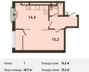 1-комнатная квартира площадью 40.9 кв.м, Ивановская ул., 1 | цена 3 599 200 руб. | www.metrprice.ru