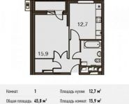 1-комнатная квартира площадью 45.8 кв.м, Акуловская улица, 23 | цена 8 725 609 руб. | www.metrprice.ru