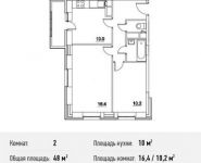 2-комнатная квартира площадью 48 кв.м, деревня Сабурово, 1 | цена 4 303 876 руб. | www.metrprice.ru