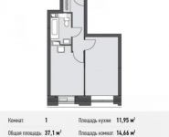 1-комнатная квартира площадью 37.1 кв.м, Донецкая ул., 30С1 | цена 4 405 254 руб. | www.metrprice.ru