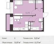 1-комнатная квартира площадью 32.97 кв.м,  | цена 3 066 210 руб. | www.metrprice.ru