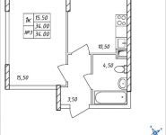 1-комнатная квартира площадью 34 кв.м, Дружбы, 50 | цена 3 279 776 руб. | www.metrprice.ru