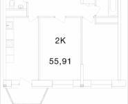 2-комнатная квартира площадью 55.91 кв.м, Ясная, 8, корп.8 | цена 4 088 021 руб. | www.metrprice.ru