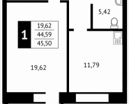 1-комнатная квартира площадью 45.5 кв.м, Клубная, 13 | цена 4 148 690 руб. | www.metrprice.ru