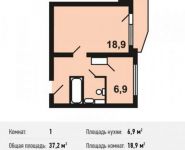 1-комнатная квартира площадью 37.2 кв.м, улица Барыкина, 4 | цена 4 266 840 руб. | www.metrprice.ru