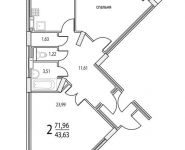 2-комнатная квартира площадью 71.96 кв.м, 3-й микрорайон, 6 | цена 3 374 924 руб. | www.metrprice.ru