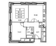 2-комнатная квартира площадью 63.58 кв.м, Автозаводская улица, 8 | цена 14 051 434 руб. | www.metrprice.ru