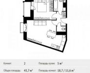 2-комнатная квартира площадью 43.7 кв.м, Софийская ул. | цена 3 110 263 руб. | www.metrprice.ru