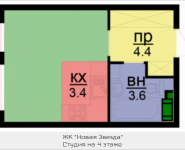 1-комнатная квартира площадью 22.8 кв.м, Бачуринская, корп.4 | цена 2 986 800 руб. | www.metrprice.ru