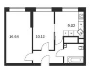 2-комнатная квартира площадью 46.6 кв.м,  | цена 4 990 632 руб. | www.metrprice.ru