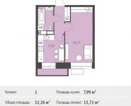 1-комнатная квартира площадью 32.26 кв.м,  | цена 2 893 722 руб. | www.metrprice.ru