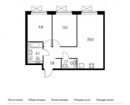 2-комнатная квартира площадью 54.4 кв.м,  | цена 4 934 080 руб. | www.metrprice.ru