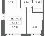 2-комнатная квартира площадью 42.83 кв.м, Мякининское шоссе | цена 3 674 814 руб. | www.metrprice.ru