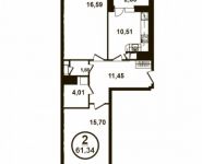 2-комнатная квартира площадью 61 кв.м, Петра Алексеева ул., 12АС1 | цена 9 571 800 руб. | www.metrprice.ru