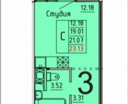 1-комнатная квартира площадью 23 кв.м,  | цена 1 977 615 руб. | www.metrprice.ru