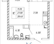 1-комнатная квартира площадью 28.4 кв.м, Дружбы, 1, корп.2 | цена 3 010 400 руб. | www.metrprice.ru