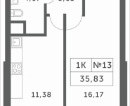 1-комнатная квартира площадью 35.83 кв.м, Мякининское шоссе | цена 3 020 469 руб. | www.metrprice.ru