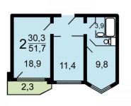 2-комнатная квартира площадью 50.9 кв.м, Школьный мкр, К4 | цена 4 500 000 руб. | www.metrprice.ru