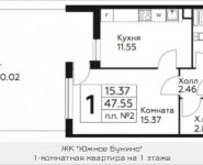 1-комнатная квартира площадью 47.55 кв.м, д.Столбово, уч.40/2, корп.5 | цена 3 713 179 руб. | www.metrprice.ru