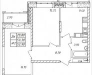 2-комнатная квартира площадью 52.9 кв.м, Горная, 6 | цена 3 517 850 руб. | www.metrprice.ru