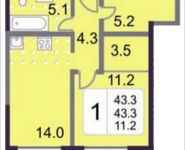 1-комнатная квартира площадью 43.3 кв.м, 3-я Хорошёвская улица, владение 7, корп.15 | цена 8 270 300 руб. | www.metrprice.ru