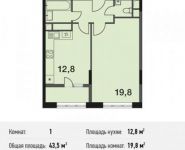 1-комнатная квартира площадью 43.5 кв.м, Ситникова ул., 1 | цена 3 202 035 руб. | www.metrprice.ru