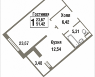 1-комнатная квартира площадью 51.42 кв.м, Татьянин Парк, 14 | цена 5 774 157 руб. | www.metrprice.ru