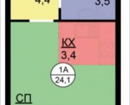 1-комнатная квартира площадью 24 кв.м, посёлок Газопровод, 101к5 | цена 2 930 560 руб. | www.metrprice.ru