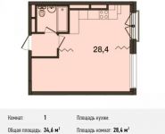 1-комнатная квартира площадью 34.6 кв.м, Ивановская ул., 1 | цена 3 010 200 руб. | www.metrprice.ru