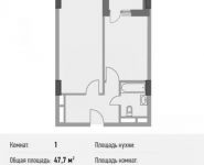 1-комнатная квартира площадью 47.7 кв.м, Береговой проезд, вл5к1 | цена 10 637 100 руб. | www.metrprice.ru