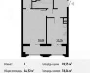 1-комнатная квартира площадью 44.7 кв.м, Берзарина ул., 28 | цена 8 498 924 руб. | www.metrprice.ru