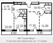 3-комнатная квартира площадью 97.5 кв.м, 1-й Нагатинский пр-д, корп.203 | цена 19 231 632 руб. | www.metrprice.ru