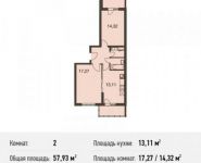 2-комнатная квартира площадью 57.9 кв.м, Амурская улица, вл3Бс1 | цена 6 083 516 руб. | www.metrprice.ru