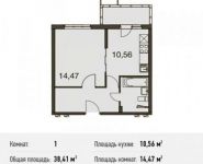 1-комнатная квартира площадью 38.4 кв.м, 3-й микрорайон, 12 | цена 4 556 144 руб. | www.metrprice.ru