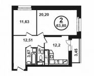 2-комнатная квартира площадью 63 кв.м, Петра Алексеева ул., 12АС2 | цена 11 384 951 руб. | www.metrprice.ru