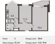 2-комнатная квартира площадью 51.1 кв.м, Авиаторов ул., 5К2 | цена 6 161 000 руб. | www.metrprice.ru